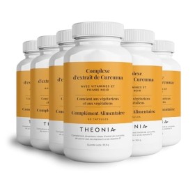 Complément alimentaire Complexe à lextrait de curcuma de Theonia - Vitamine D3 et C, Poivre noir - Contribue à la bonne sant