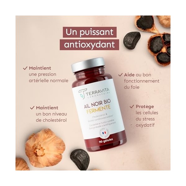 AIL NOIR Fermenté BIO | Extrait titré en S-Allyl-Cystéine | 250 mg par Gélule | Lutte contre les Lipides Sanguins - Santé Car