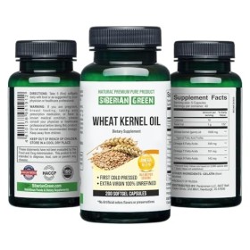 Siberian Green Lot de 200 gélules dhuile de noyau de blé sauvages récoltées Sibérie Altaï pressées à froid non raffinées