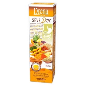 Sève Dorée Détoxifiante 250ml | Favorise Confort Digestif avec Aloe Vera, Chlorelle et Épices | Source de Vitamines et Minéra