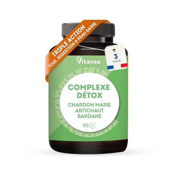 Complexe Détox - Detox Foie, Peau Saine, Santé Digestive - Chardon Marie, Artichaut, Bardane, Pissenlit, Radis Noir - 7 Actif