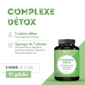 Complexe Détox - Detox Foie, Peau Saine, Santé Digestive - Chardon Marie, Artichaut, Bardane, Pissenlit, Radis Noir - 7 Actif