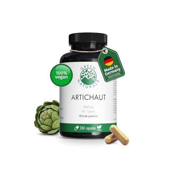 Artichaut - 2600 mg par jour dont 260 mg de cynarine - Extrait puissant 40:1 équivalent à 104 000 mg dartichaut frais - 