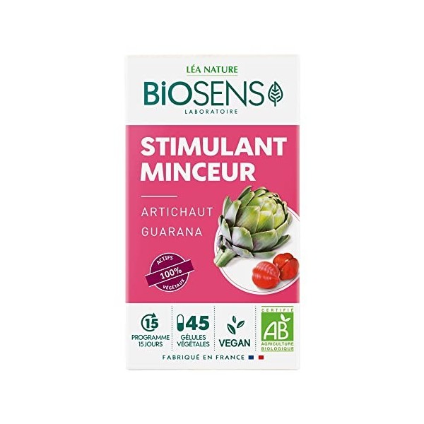Biosens - Gélule végétale Stimulant Minceur - Artichaut et Guarana - Certifié Bio AB Vegan - Fabriqué en France - Actifs 100%