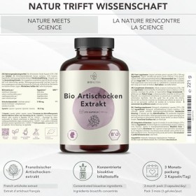 BIONUTRA® Artichaut en extrait BIO | 270 gélules de 700 mg | 2,5% de cynarine | 3 mois de consommation | Agriculture biologiq