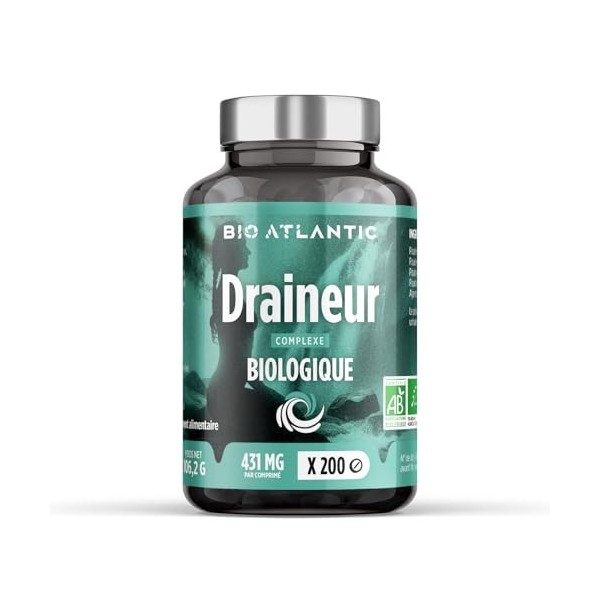 Complexe de plantes - Draineur Bio - 431 mg - Pissenlit, Artichaut, Radis noir, Aubier de Tilleul - 200 comprimés