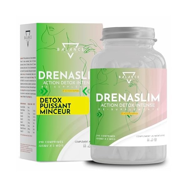 DRENASLIM® DETOX RÉGIME DÉTOX DRAINANT INCLUS - 240 COMPRIMÉS | Detox Foie Minceur | Maigrir Rapidement Efficacement I Puis