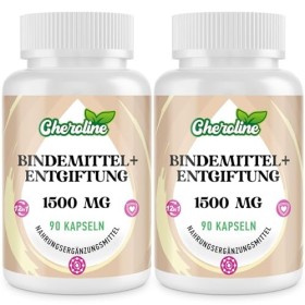 Cheroline Binder Detox Capsules 1500 mg, avec Charbon Actif, pour Toxines, Supplément de Désintoxication Foie-intestin 12 en 