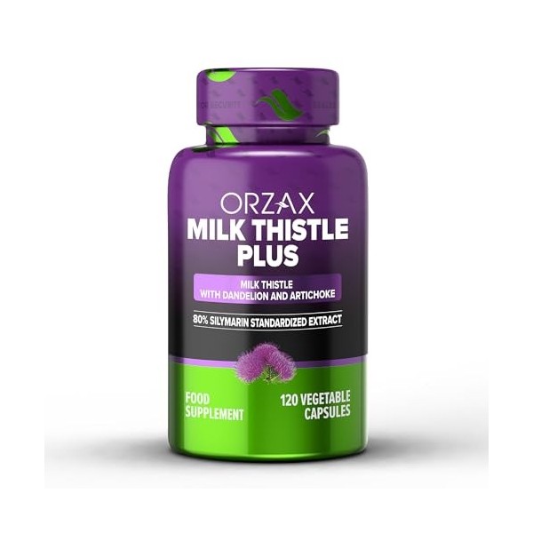 ORZAX Chardon-Marie 250 mg - Gélules à base de Chardon-Marie avec 80% de silymarine, Pissenlit, Artichaut - Favorise le bon f