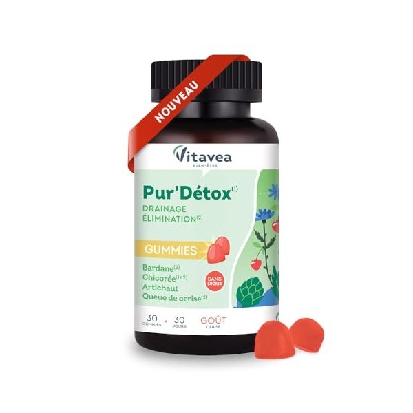 VITAVEA BIEN-ETRE Bien-être - Gummies PurDétox - Triple action : Détox, Drainage et Elimination - Queue de cerises, Chicorée