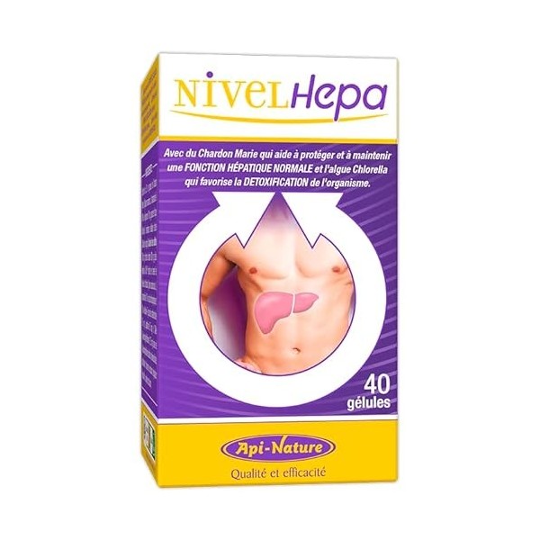Nivelhepa 40 Gélules | Chardon-marie, extrait dartichaut, choline, chlorelle, SAMe et glutathion | Protection et détoxificat