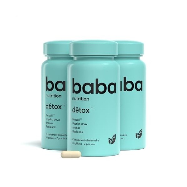 Baba Nutrition Complément alimentaire détox | Complexe 4 plantes pour améliorer digestion & ballonnements | Radis Noir, Anana