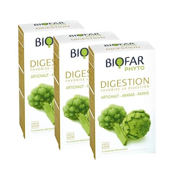 BIOFAR PHYTO DIGESTION -Favorise la Digestion-Extraits frais concentrés:Artichaut, Ananas, Papaye, Fructo-Oligosaccharides, I