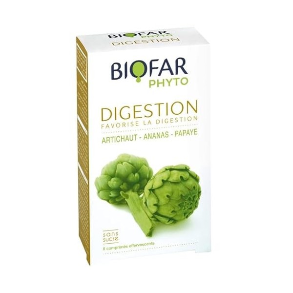 BIOFAR PHYTO DIGESTION -Favorise la Digestion-Extraits frais concentrés:Artichaut, Ananas, Papaye, Fructo-Oligosaccharides, I