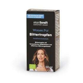startkraft Women Pur Gouttes amères sans alcool 50 ml – 24 souches de micro-organismes fermentées – Gouttes de substances amè
