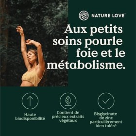 NATURE LOVE® Complexe Foie - 120 gélules - avec chardon-marie, choline, extrait dartichaut, curcuma & zinc - hautement dosé,