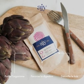 AJYDETOX BIO | Complément alimentaire digestion & detox foie | Artichaut, Radis noir, Pissenlit & Maltodextrine | 60 gélules,