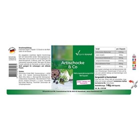 Complexe dartichaut - 180 gélules pour 2 mois - 2,5% cynarine, avec extrait dortie et baies de genièvre - Végan | Vitamintr