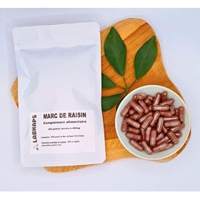 MARC DE RAISIN 200 gélules dosées à 400 mg enveloppe 100% végétale - complément alimentaire