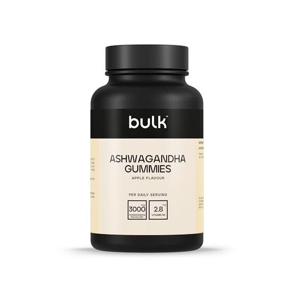 Bulk Gummies d’ashwagandha, 3000mg, Pomme, 60 Gummies