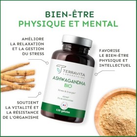 ASHWAGANDHA BIO KSM-66® | Dosage Extra Fort 1200 mg | 5% de Withanolides | Sommeil, Vitalité, Stress & Mémoire | Sans Excipie