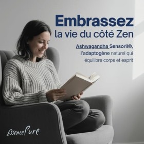 Ashwagandha Optimisée Essence Pure, Anti Stress Adulte et Detox Cortisol, Ashwaganda Sensoril® Withanolides 10% + Poivre Noir