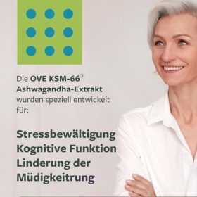 ove Ashwagandha KSM66 Extrait de racine avec magnésium, zinc et vitamine B6 Vegan Superfood provenant de sources les plus pur