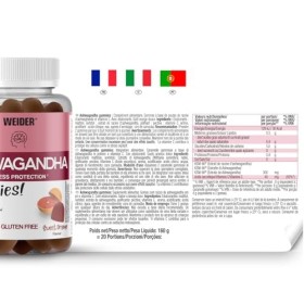 Weider Ashwagandha Gummies 40 gommes Goût Orange Douce, avec Extrait de Racine dAshwaganda KSM-66 et Vitamine C, Aide à ré