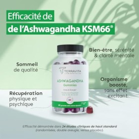 Gummies Ashwagandha 600 mg | Anti-Stress - Sommeil - Vitalité | Ashwagandha Breveté KSM-66® | -28% de Cortisol en 2 Mois | 60