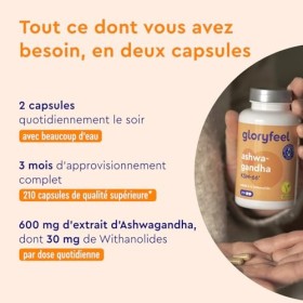 Ashwagandha Breveté KSM-66™, 210 Capsules, 7200 mg dAshwagandha Pur de 600 mg dExtrait 12:1 , Extra Fort: Min 5% de Withan