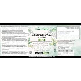 400 comprimés Ashwagandha haute puissance | 2400 mg par comprimé avec une concentration de 50:1 | VÉGAN - Sans gluten - Sans 