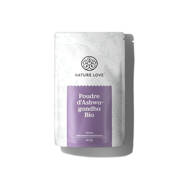 NATURE LOVE® Poudre d’Ashwagandha Bio - 500g - Withania somnifera - pour smoothies, jus, laits d’or ou Moon Milk - bio, végan