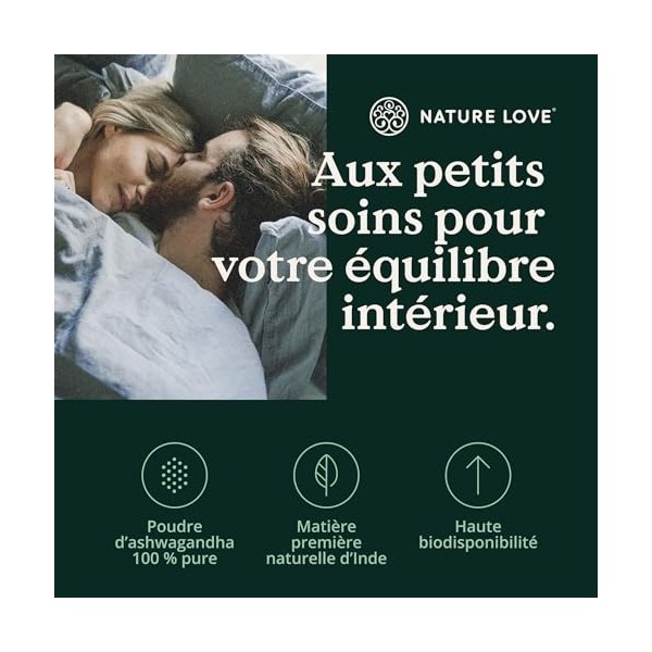 NATURE LOVE® Poudre d’Ashwagandha Bio - 500g - Withania somnifera - pour smoothies, jus, laits d’or ou Moon Milk - bio, végan
