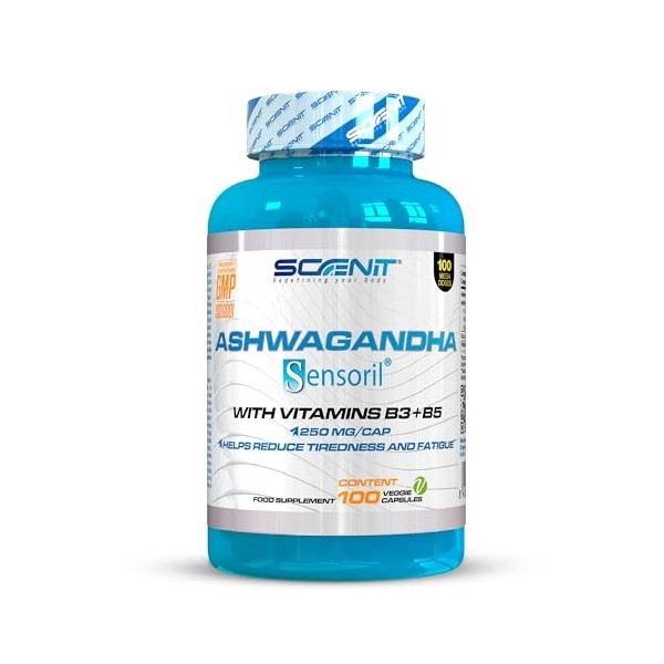 Ashwagandha Sensoril® avec plus de 10% de withanolides - Ashwagandha Gelules - Avec Vitamine B3 et Vitamine B5-250 mg par cap