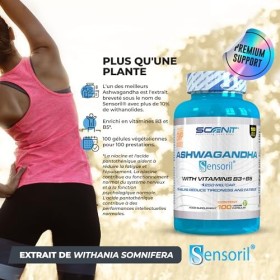 Ashwagandha Sensoril® avec plus de 10% de withanolides - Ashwagandha Gelules - Avec Vitamine B3 et Vitamine B5-250 mg par cap