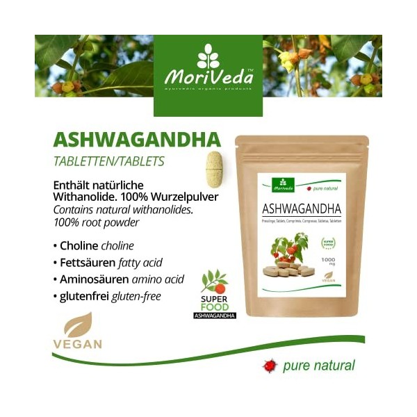 Ashwagandha comprimés2000mg -100% poudre de racine-180 jours dapprovisionnement-produit naturel haute qualité-végétalien et 