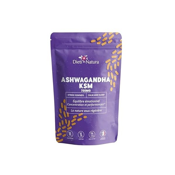 DIETI NATURA - Ashwagandha - Défenses Immunitaires - Complément Alimentaire Stress - Sans OGM, Sans Gluten & Sans Lactose - F