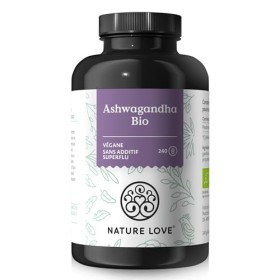 Ashwagandha Bio NATURE LOVE® - 240 gélules - hautement dosé avec 1950mg par dose journalière - plante indienne de grande qual