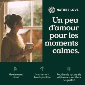 Ashwagandha Bio NATURE LOVE® - 240 gélules - hautement dosé avec 1950mg par dose journalière - plante indienne de grande qual
