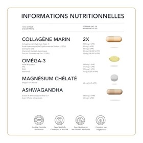Puissant Supplément dAshwagandha, Magnésium, Omega-3 et Collagène Marin – Bien-être Complet et Récupération Musculaire 28 Sa