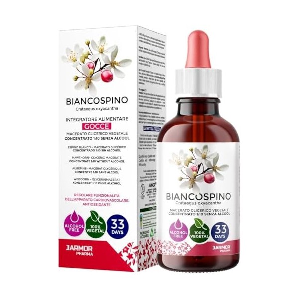 Jarmor Aubépine Teinture Mère | Gouttes dAubépine 100ml | Régularité de la Fonction Cardiovasculaire et Antioxydant | Favori