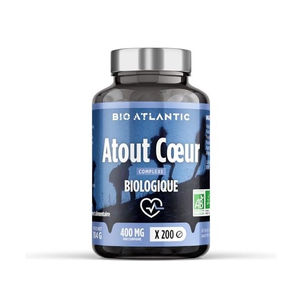 Complexe de plantes - Atout Cœur Bio - 400 mg - Ail, Aubépine, Aubier de Tilleul, Olivier - 200 comprimés