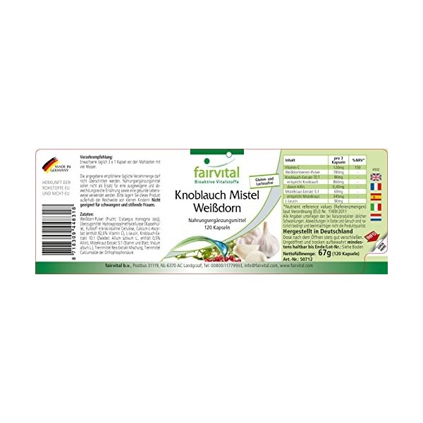 Fairvital | Ail + Gui + Aubépine - VEGAN - Fortement dosé - 120 gélules