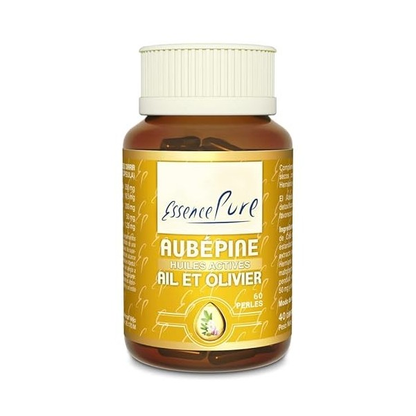 Ail Olivier Aubépine Essence Pure | Hypertension & Système Cardiovasculaire Sain | Aubepine Ail Gelules et Feuille dolivier 
