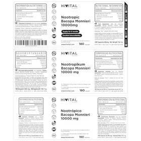 Nootropique Bacopa Monnieri 10000 mg. 180 gélules pour 6 mois. Nootropique Naturel qui augmente la mémoire, la concentration,