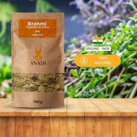 Snadi - Poudre de Brahmi Organique 100%, 500g | Authentique dInde | Pour Cosmétiques DIY | Sachet Doypack | Argile Ghassoul,