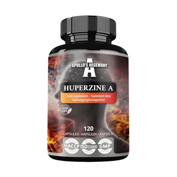 Huperzine A 200 mcg dans chaque gélule - 120 gélules végétaliennes - 4 mois dapprovisionnement pour le soutien cognitif - Hu