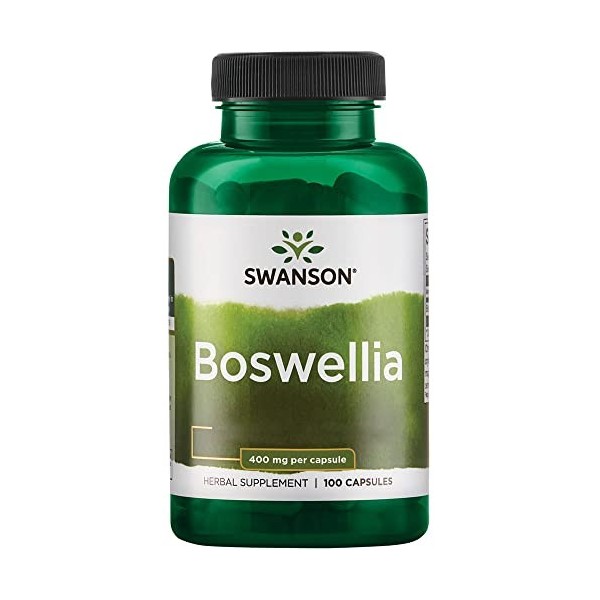 Swanson, Boswellia, 400mg, Résine dEncens, Boswellia Serrata, 100 Capsules, Sans Soja, Sans Gluten, Sans OGM