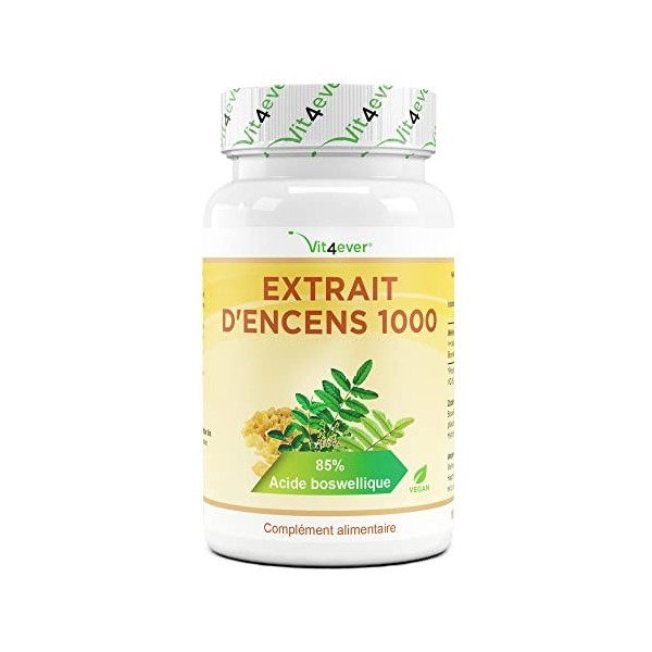 Cliquez sur limage pour lagrandir Extrait dencens - 180 gélules - Premium : 85% dacide boswellique - Hautement dosé à 100