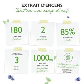 Cliquez sur limage pour lagrandir Extrait dencens - 180 gélules - Premium : 85% dacide boswellique - Hautement dosé à 100
